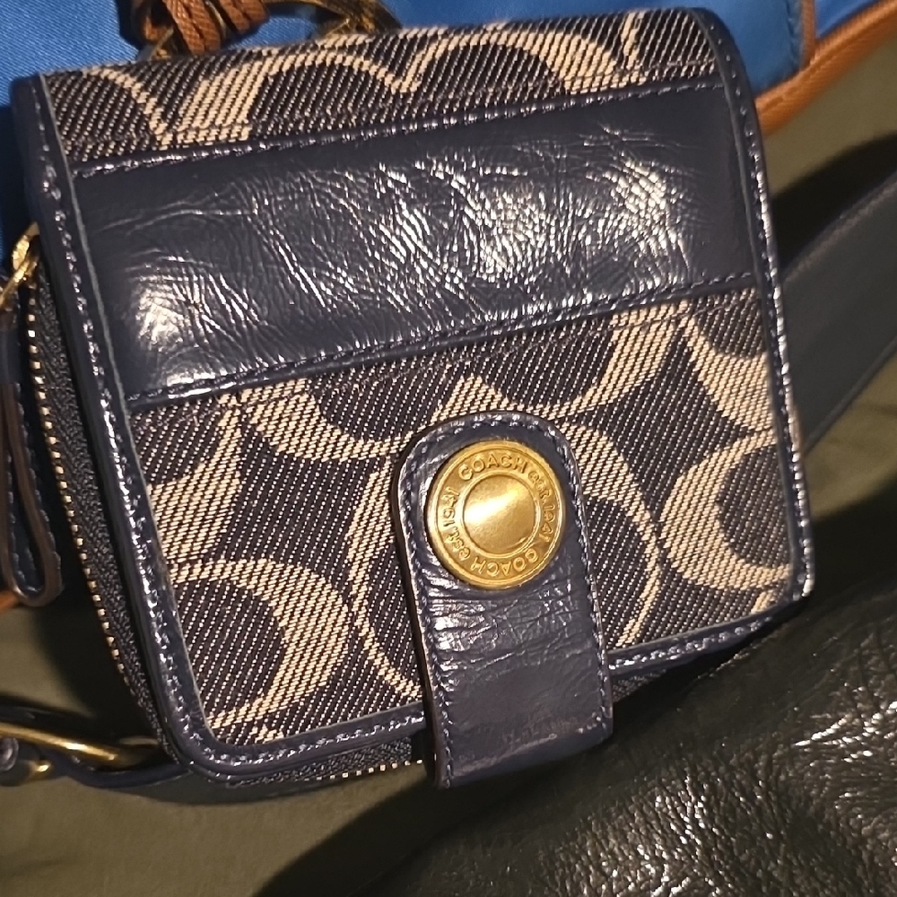 Coach Legacy Navy wallet denim live listing for show